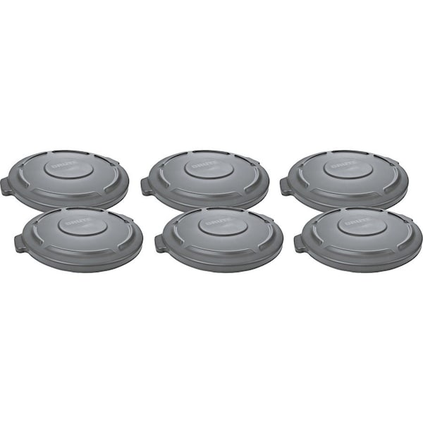 BRUTE Brute 20-gallon Container Lid, Gray, Plastic, 6 PK